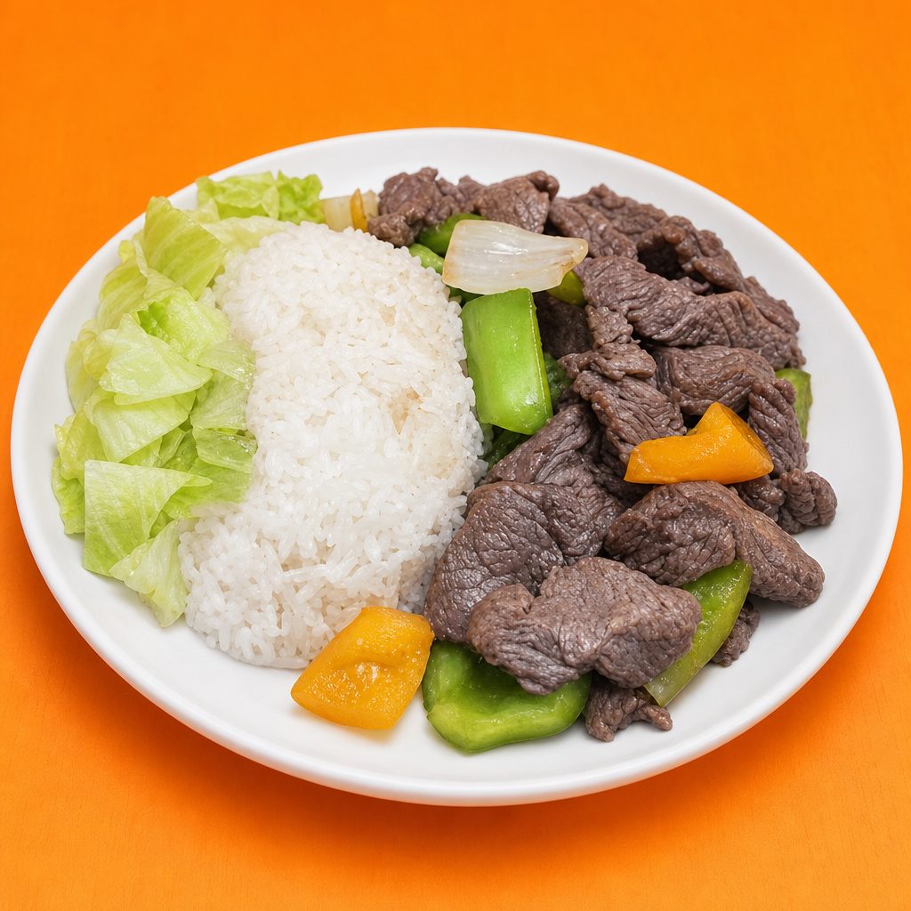 Shaky Beef with Bell Peppers & White 20 Onions / Cơm Bò Lúc Lắc.